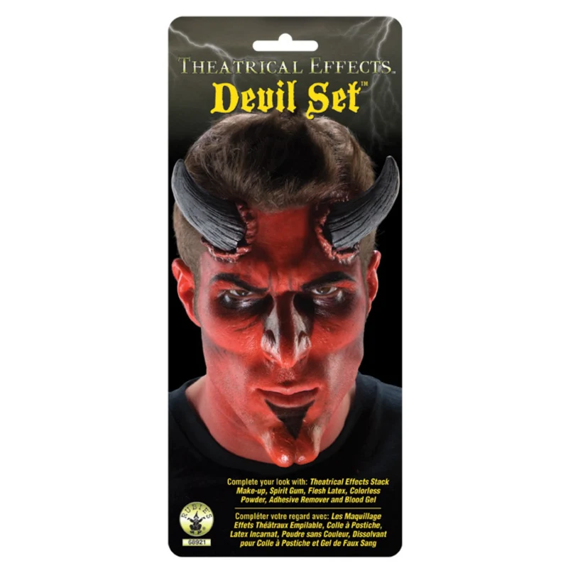 Latex Make-up Set Teufel mit Teufelshörnern