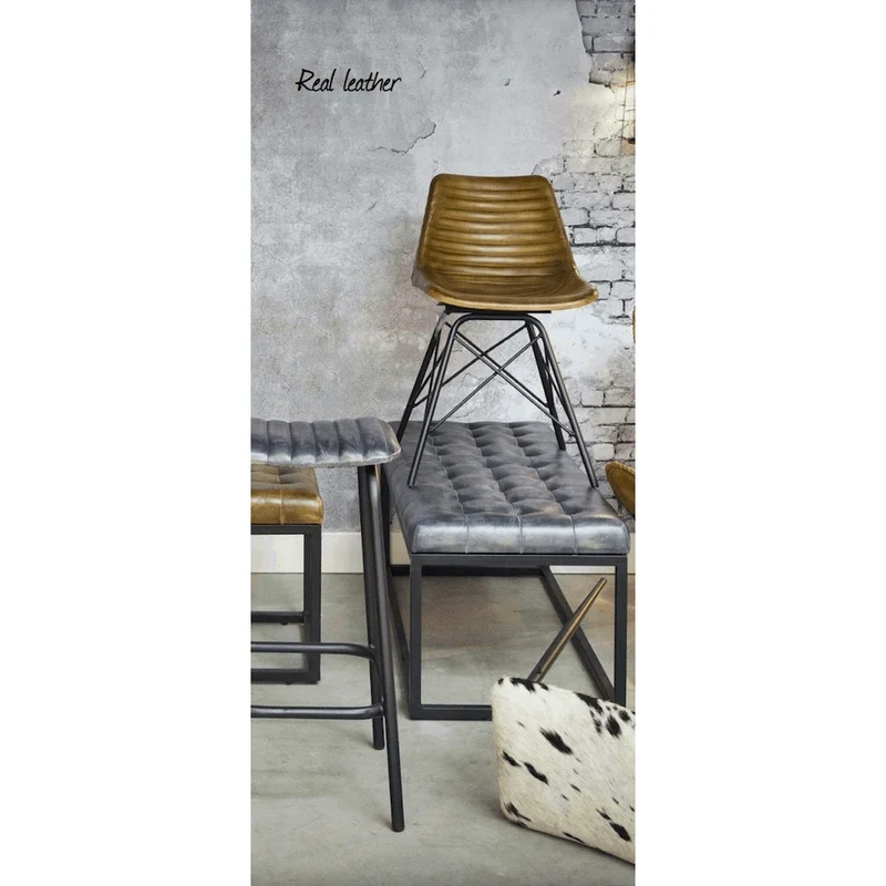 Barhocker CARROW LEDER grau