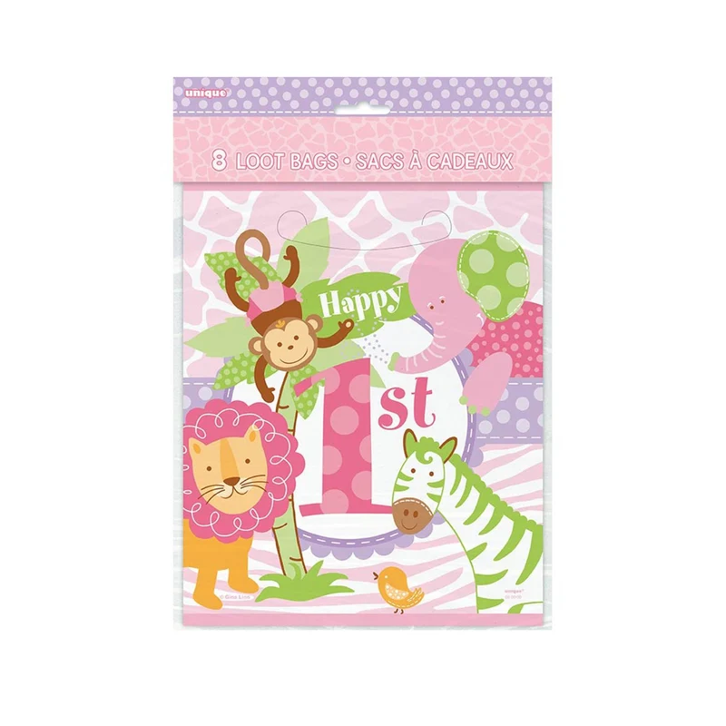 Geschenkbeutel PVC 18x22cm/8St. 1.st HB Girl Safari