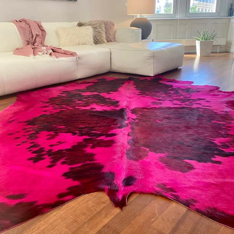 Kuhfell Teppich Tricolor-Fuchsia-Pink