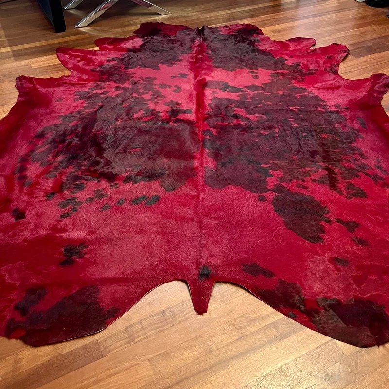 Kuhfell Teppich Tricolor-Rot