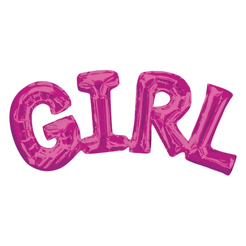 14"/Ø36cm Ballongirlande "GIRL" 50x22cm | Rosa Babyparty Dekoration für Mädchen