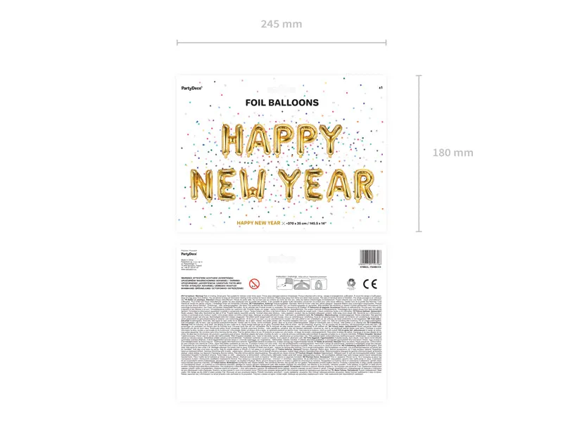 14"/Ø36cm Ballongirlande "Happy New Year" 370x35cm | Gold