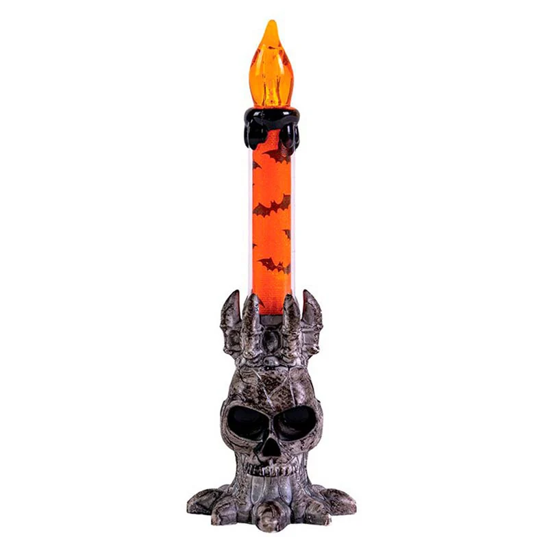 Halloween Kerzenständer mit LED Horror-Kerze | Totenkopf Design