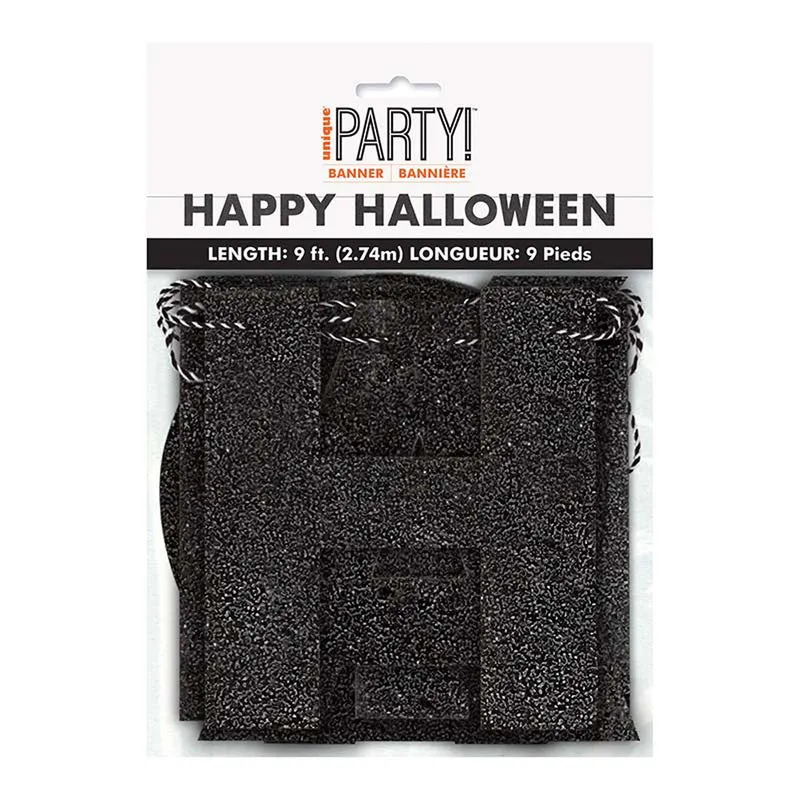 Banner Glitter Happy Halloween ca. 274 cm