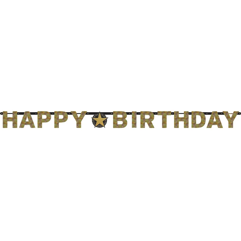 Amscan "Sparkling Celebration" Girlande Happy Birthday 213 x 16,2 cm Schwarz Gold - 9901179 | Party