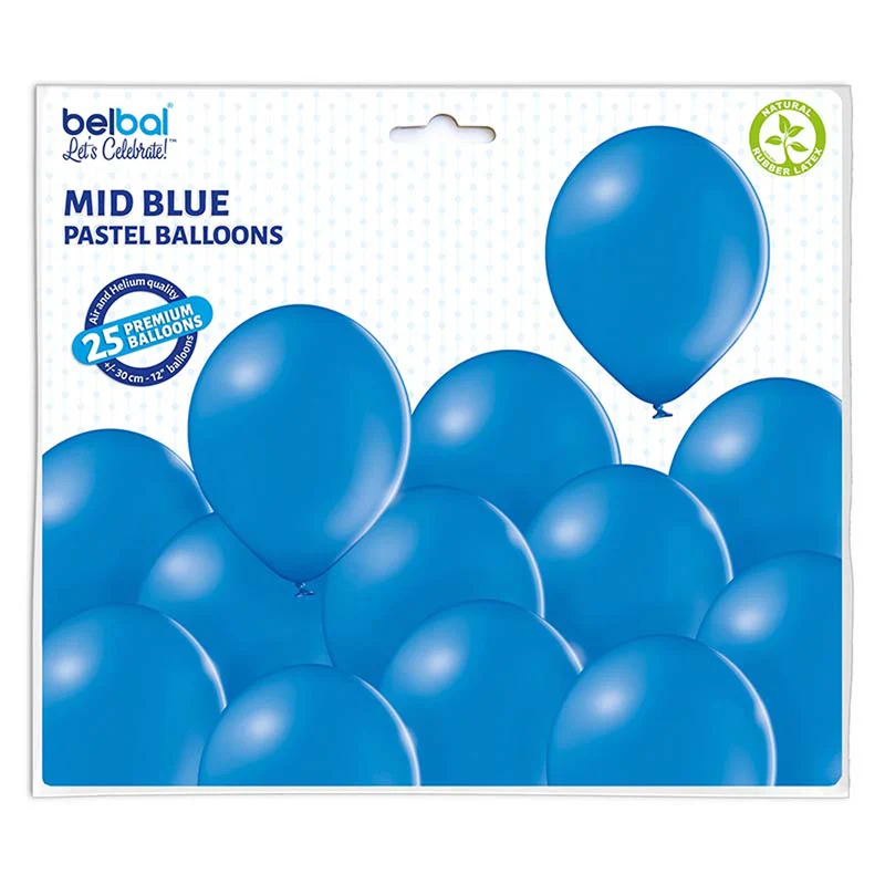 25 Stk. Luftballon Unifarben Ø 30cm | Mittelblau #012