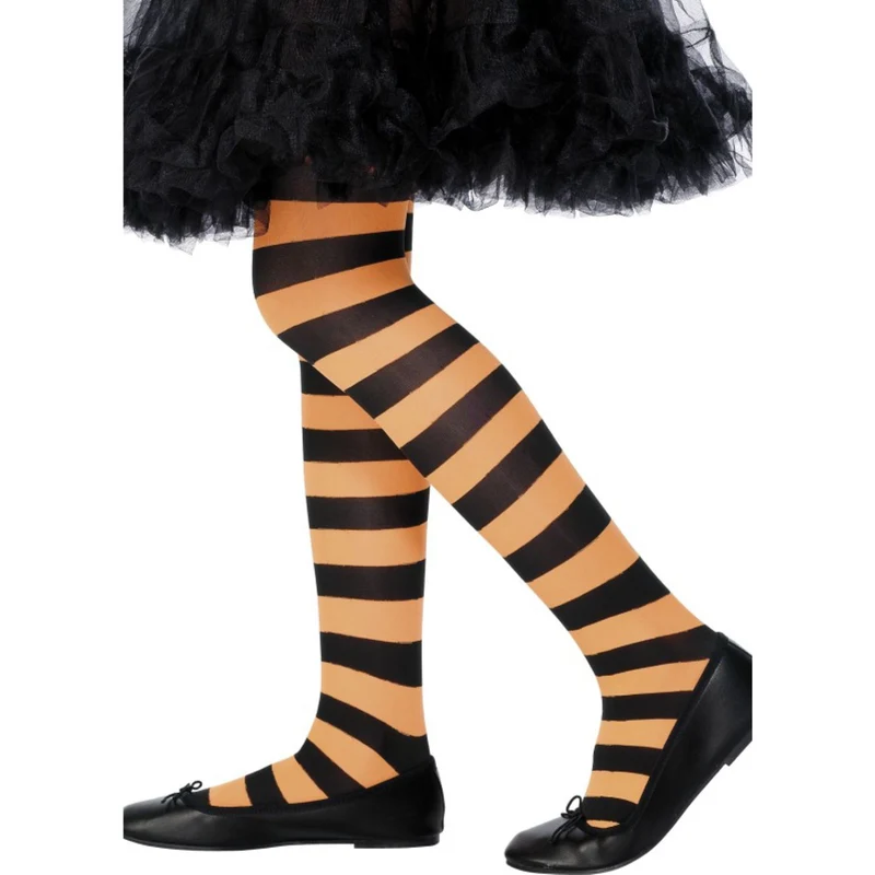 Strumpfhose Kid Quergestreift Schwarz/Orange 6-12J