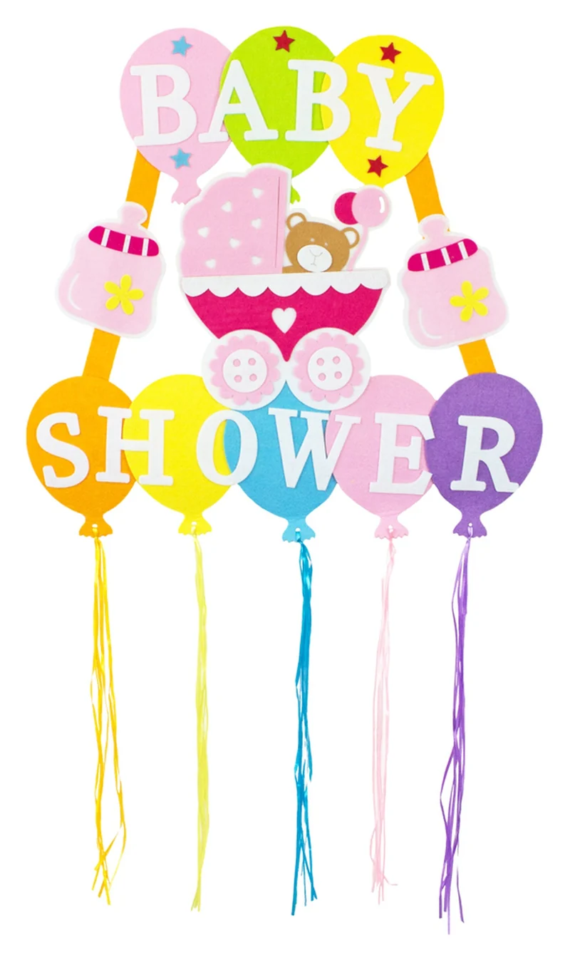 Baby Shower Party Dekoration - XL Wandbild mit Ballons 110 x 56 cm - Rosa