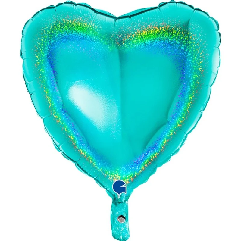 18"/Ø46cm Herz Folienballon Uni | Holo Tiffany