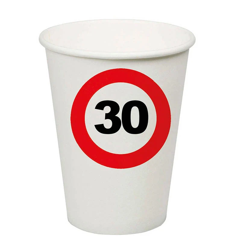 Pappbecher Verkehrsschild #30 | 250ml/8Stk.