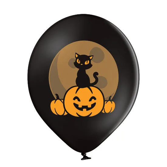 Luftballon Ø30cm "Spooky Halloween" | 6 Stk. - Schwarz/Lila/Mix