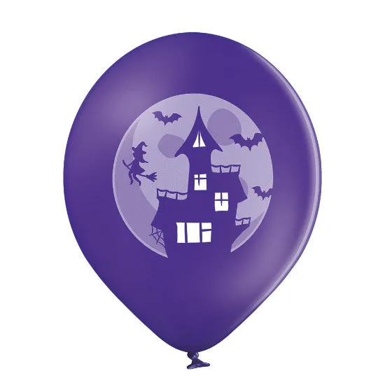 Luftballon Ø30cm "Spooky Halloween" | 6 Stk. - Schwarz/Lila/Mix