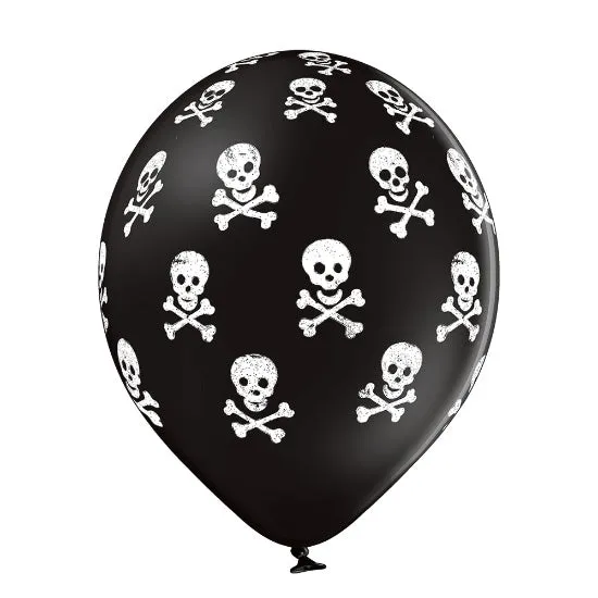 Luftballon Ø30cm "Totenkopf" | 6 Stk. - Schwarz Mix