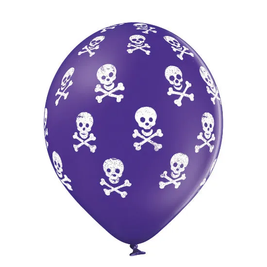 Luftballon Ø30cm "Totenkopf" | 6 Stk. - Schwarz Mix