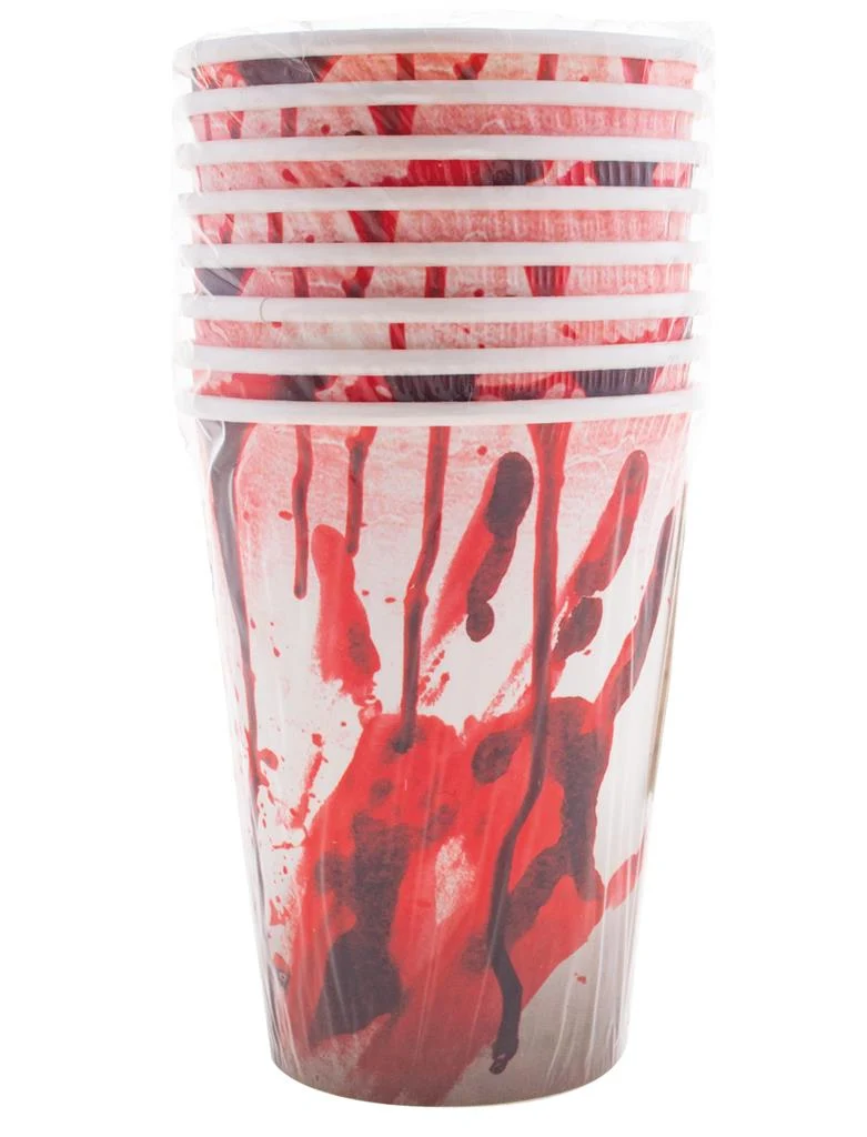 Blutige Trinkbecher aus Pappe - 8 Stück | Halloween Dekorations Artikel