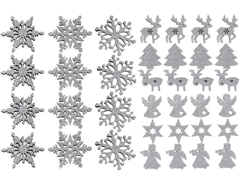 Filz Streudeko mit Glitter Ø 4cm Silber | Engel Hirsch Stern Konfetti Bastelmaterial