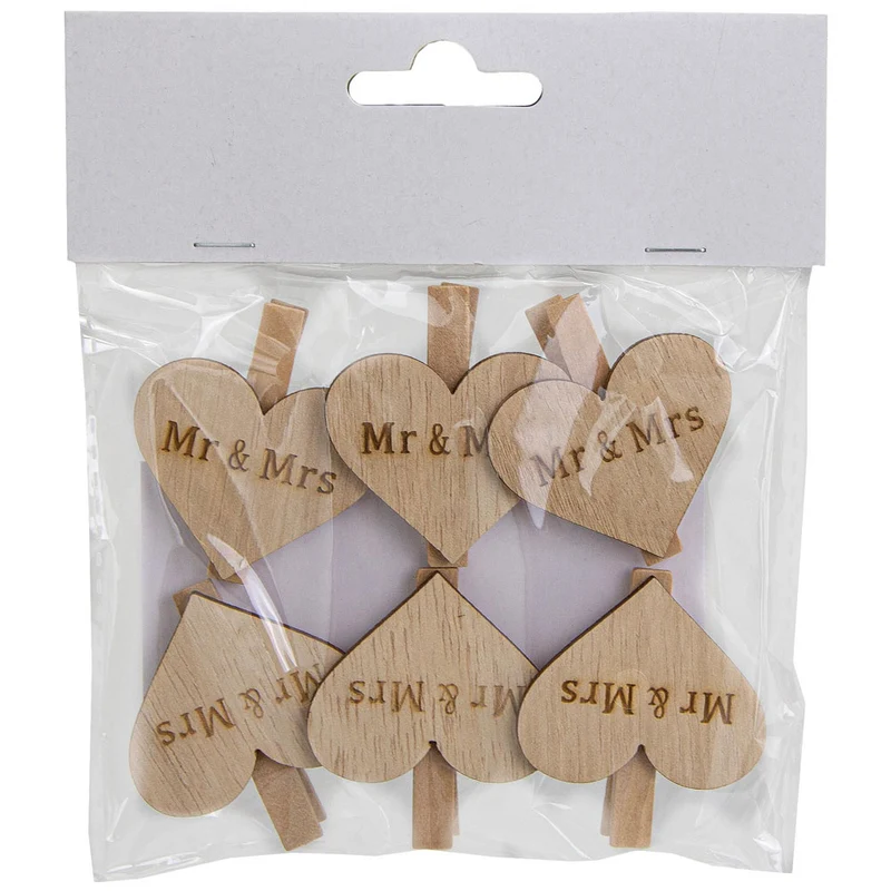 Riffelmacher Dekoklammern "Mr & Mrs" 4,5 cm 07531 | 6 tlg.