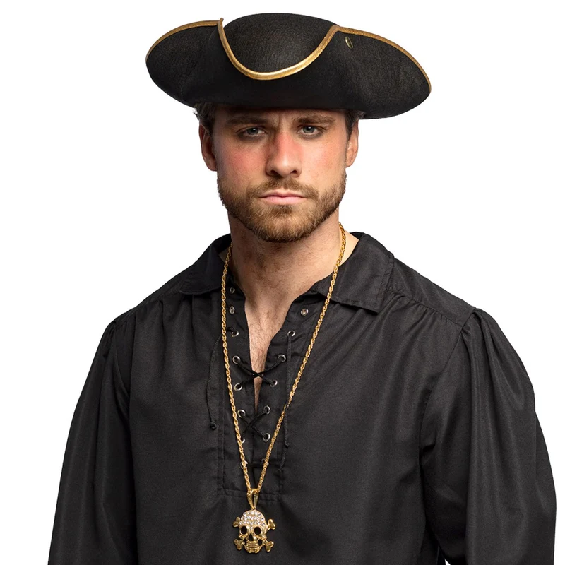 Piratenhut Seeräuber "Admiral Henry" für Herren | Schwarz