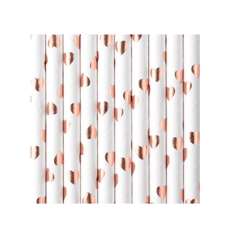 Strohhalm Papier Stripes 10Stk./195mm Rosegold