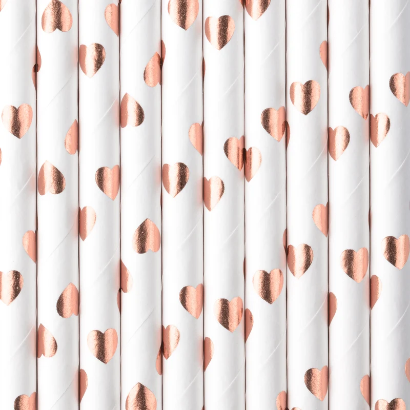 Strohhalm Papier Stripes 10Stk./195mm Rosegold