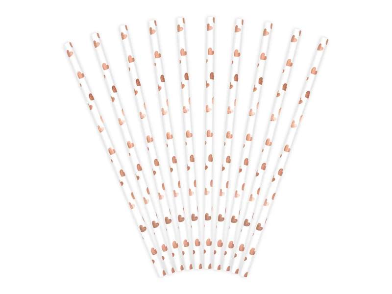 Strohhalm Papier Stripes 10Stk./195mm Rosegold