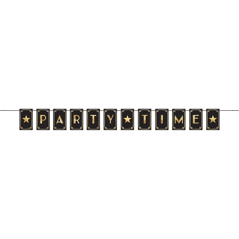 "Glitz & Glam" Partykette Buchstaben Girlande - Schwarz / Gold