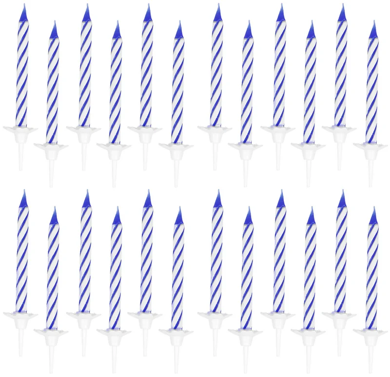 Kuchenkerzen Spiralkerzen - Blau 24 Stück
