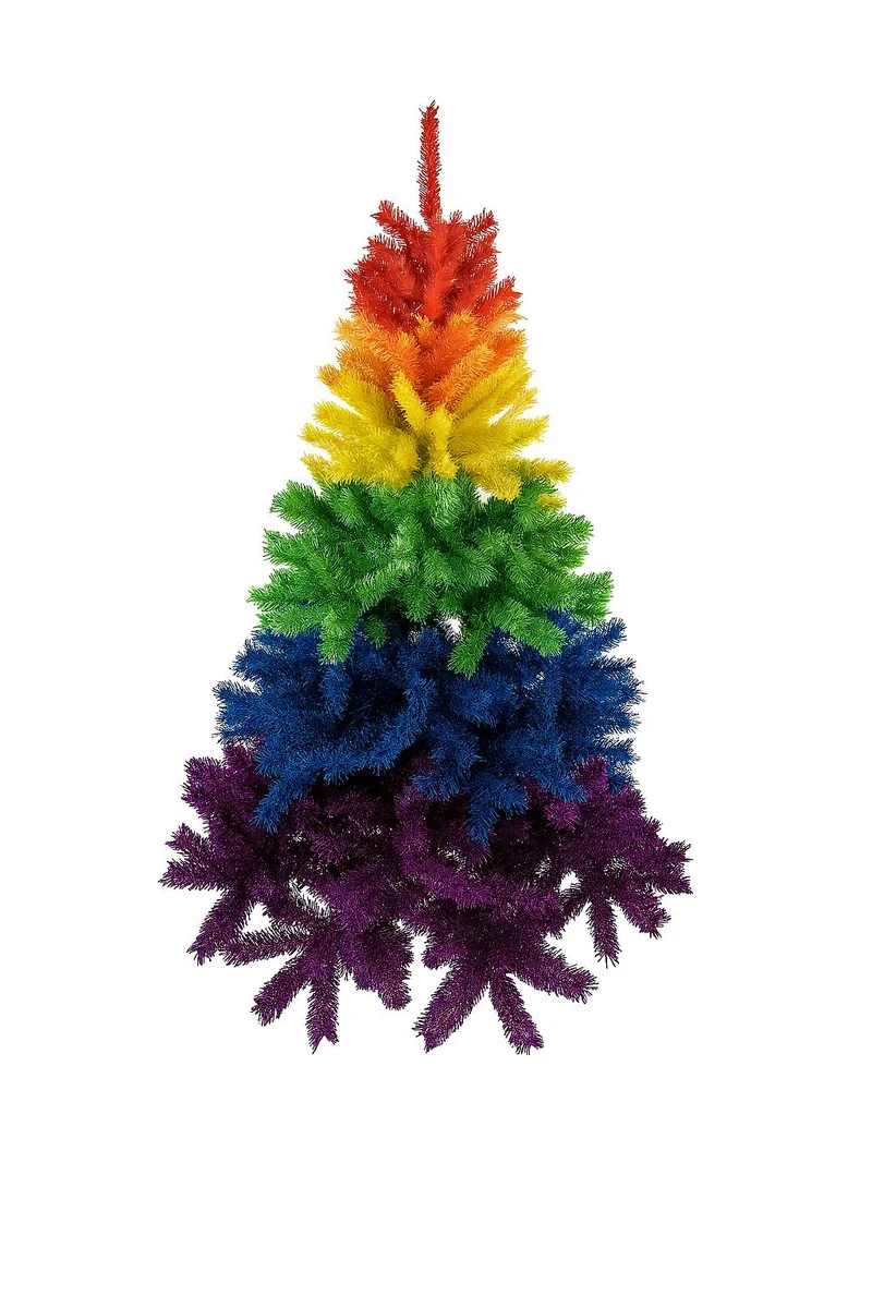 Riffelmacher Künstlicher Weihnachtsbaum Rainbow | Bunt 104×170 cm | Aus Kunststoff | Farbenfrohe Weihnachtsdeko | 13069