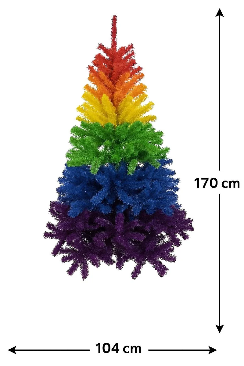 Riffelmacher Künstlicher Weihnachtsbaum Rainbow | Bunt 104×170 cm | Aus Kunststoff | Farbenfrohe Weihnachtsdeko | 13069