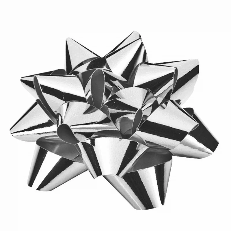 Geschenkband Goldina-Polyband-Rosette metallic 80mm Silber