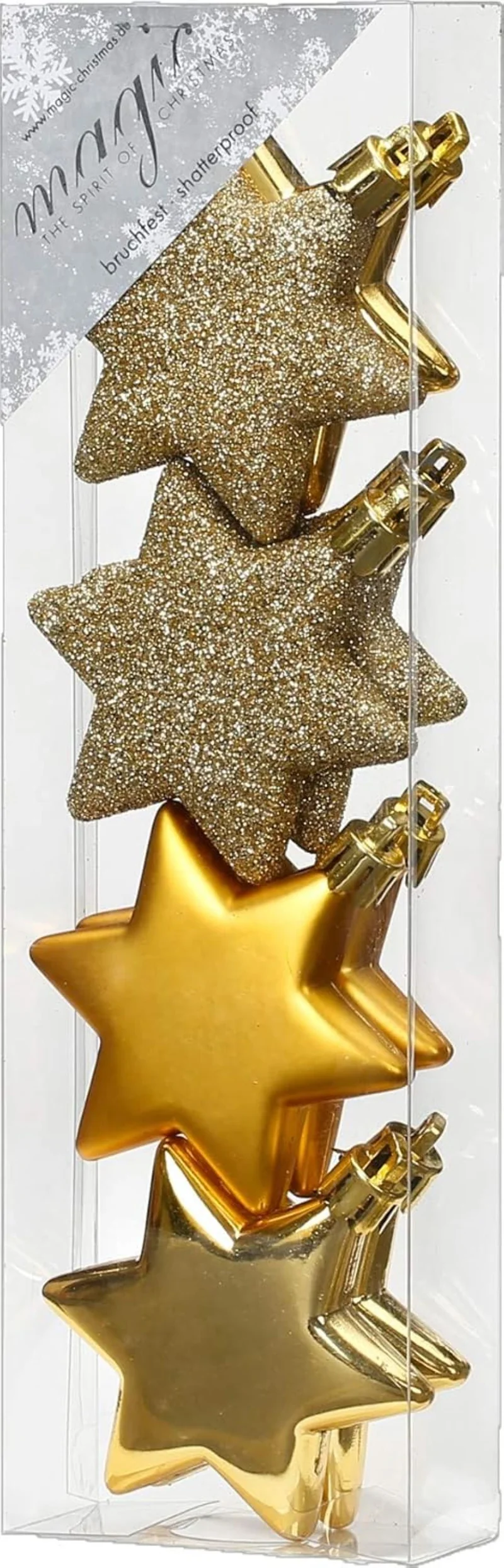 Weihnachtssterne Gold | Ø 6 cm | 8 Stück | bruchsicher | Glänzend & matt