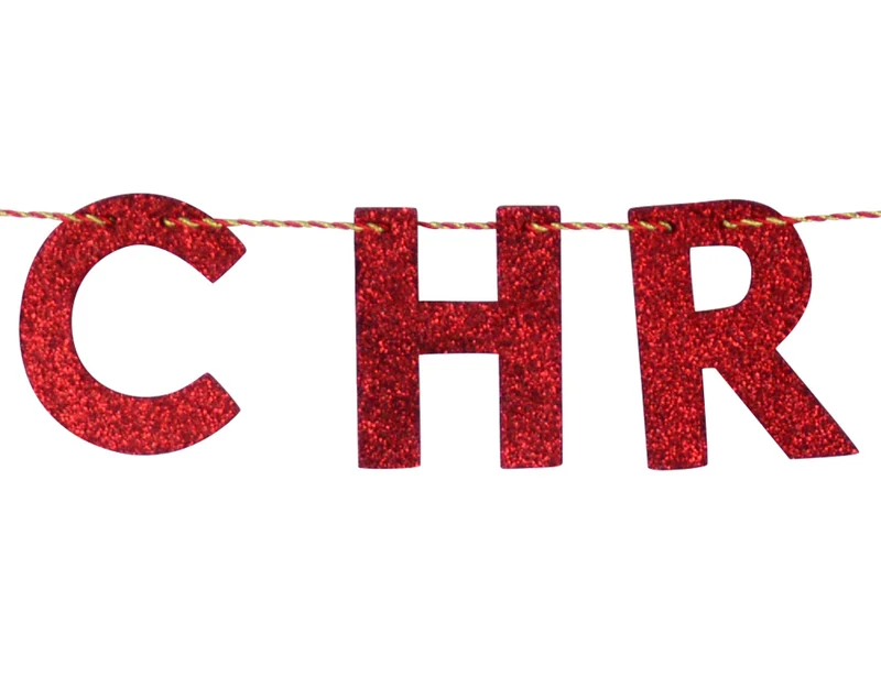 Holz Girlande mit Schriftzug "Merry Christmas" 190x10 cm | 12459 - Rot