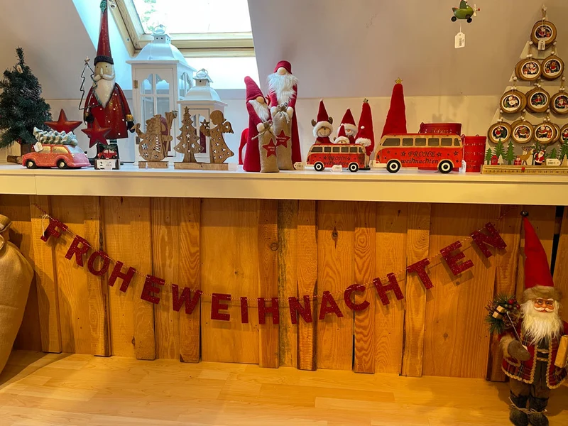 Holz Girlande mit Schriftzug "Frohe Weihnachten" 190x10 cm | 12458 - Rot