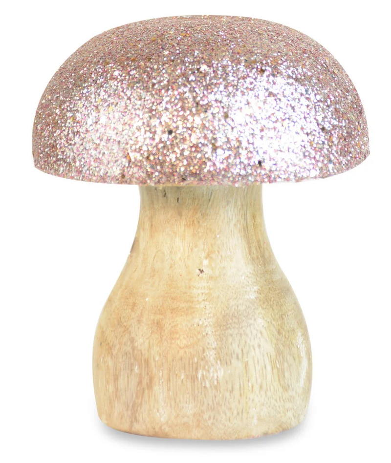 Riffelmacher Dekoration "Pilz" Mangoholz 74583 - 7cm - Utopiaglitter Rosa