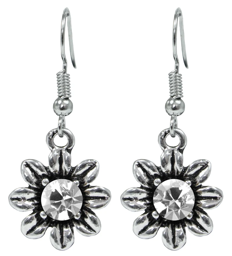 Blumen Collier mit Ohrhängern - Kristall