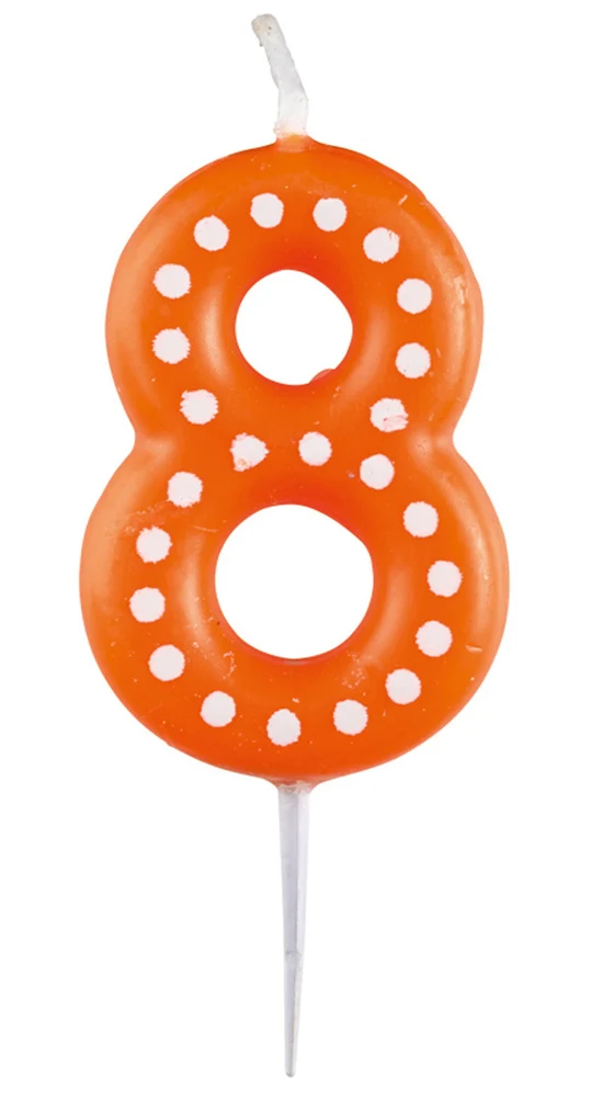 Zahlenkerze mit Punkten 6,5cm | Orange # 8