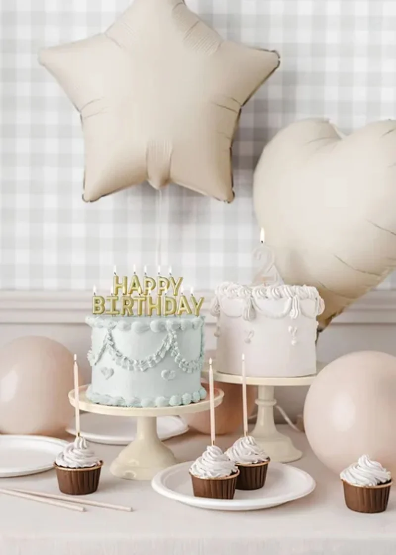 Geburtstagskerzen "Happy Birthday" 2,5 cm | Gold
