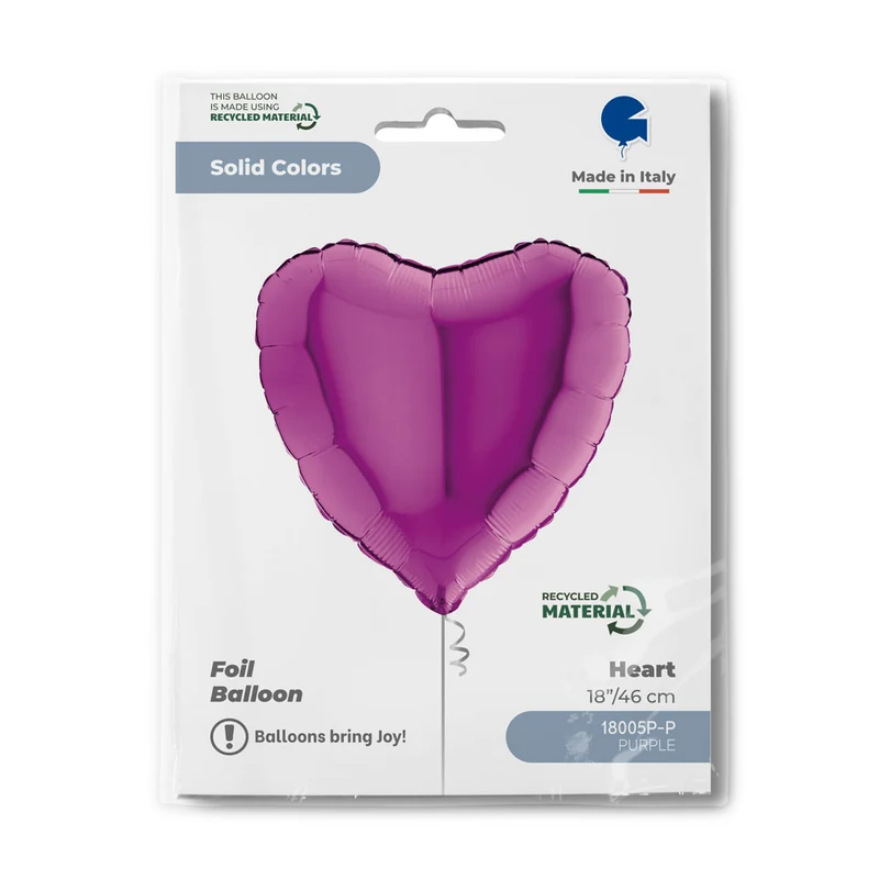 18"/Ø46cm Herz Folienballon Uni | Lila