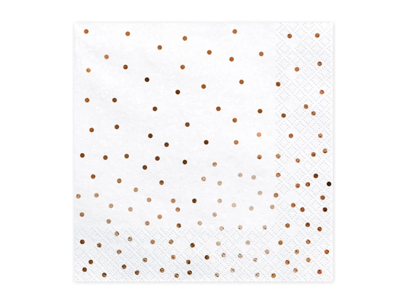 Servietten "Punkte"20Stk./33x33cm | Weiß/Roségold