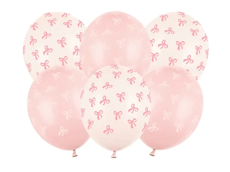 6 Stk. Luftballon Ø30cm "Schleife" | Pastell Creme/Rosa