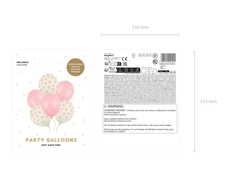 6 Stk. Luftballon Ø30cm "Schleife" | Pastell Creme/Rosa
