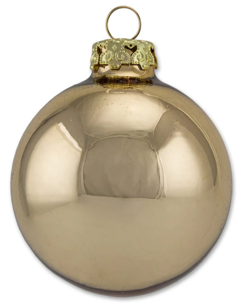 Thüringer Glasdesign Weihnachtskugel-Set 8cm 12-tlg. - Gold mit Glitzer Dekor Kerze - A012-0808-1340
