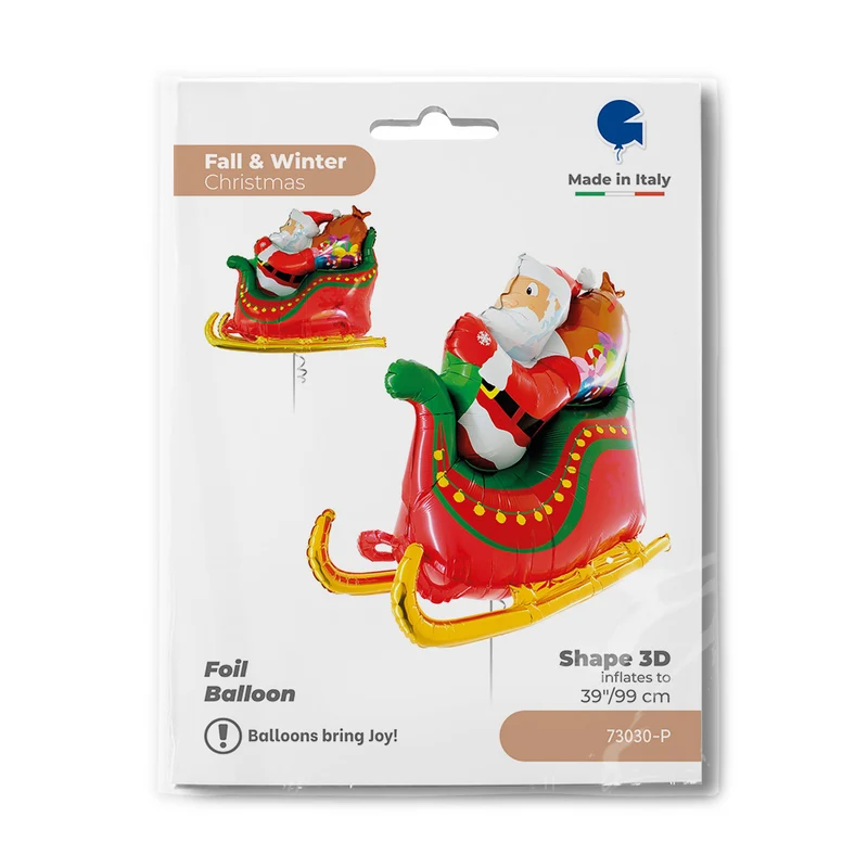 46"/117cm 3D Folienballon Weihnachtsmann Schlitten