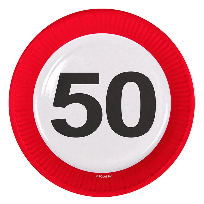 Pappteller Verkehrsschild #50 | 23cm/8St.