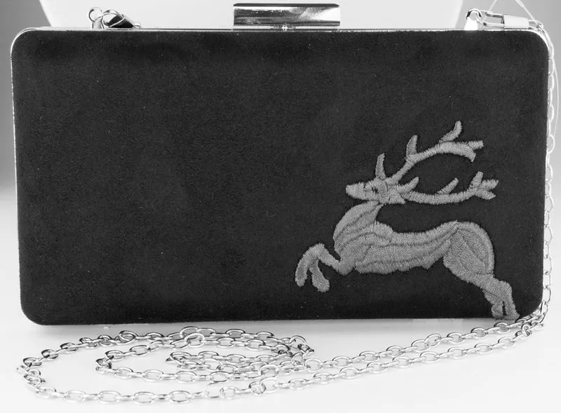 Handtasche mit Hirschstickerei | Clutch Rot