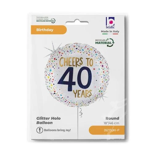 18"/Ø46cm Folienballon "Cheers to 40 Years"
