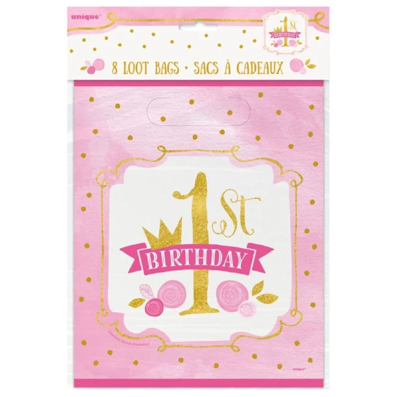 Geschenktüte PVC 18x22cm/8St. 1.st HB Pink/Gold