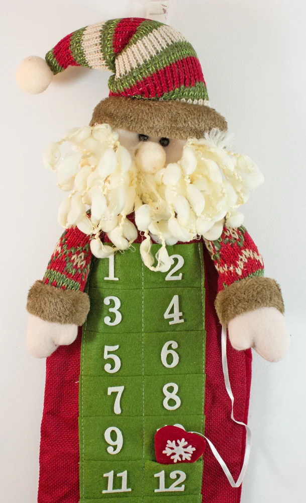 Weihnachtsmann Adventskalender zum Befüllen - Rot Grün 75 cm