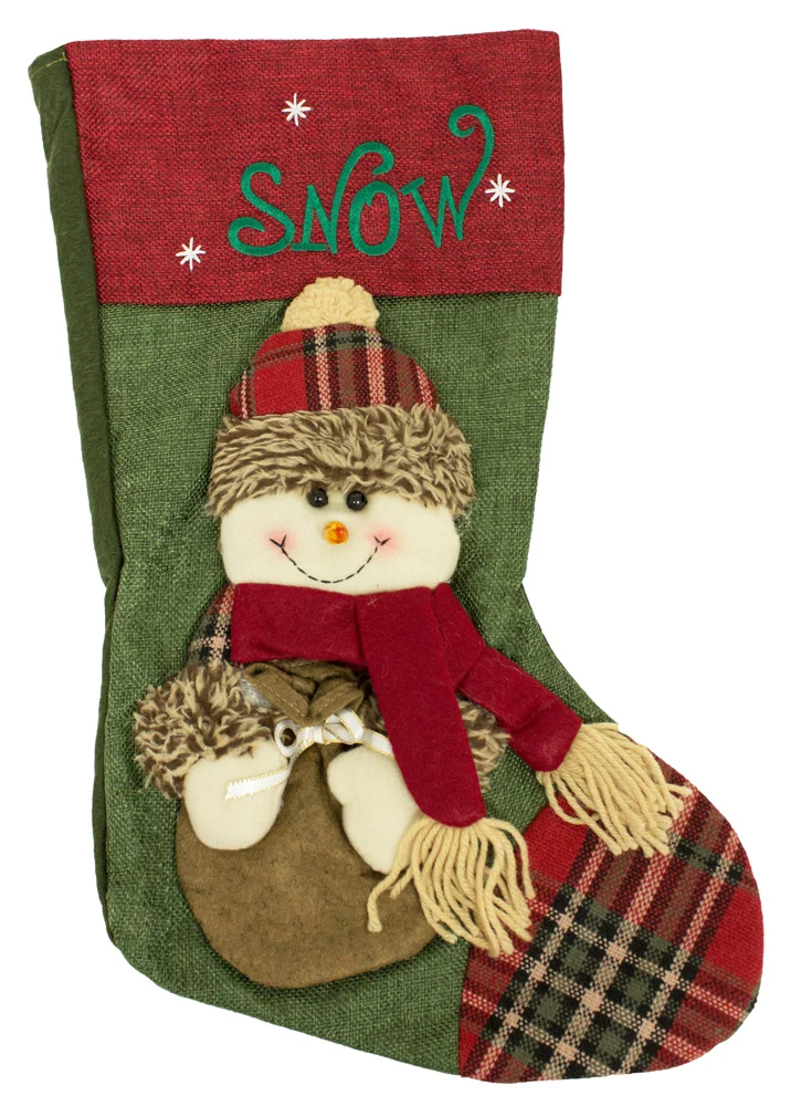XL Nikolaus Stiefel Weihnachtsstrumpf zum Befüllen 45 cm - 3D Schneemann Snow